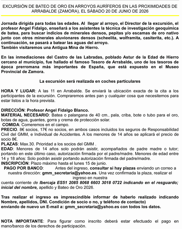 Pr&oacute;xima actividad del GMM